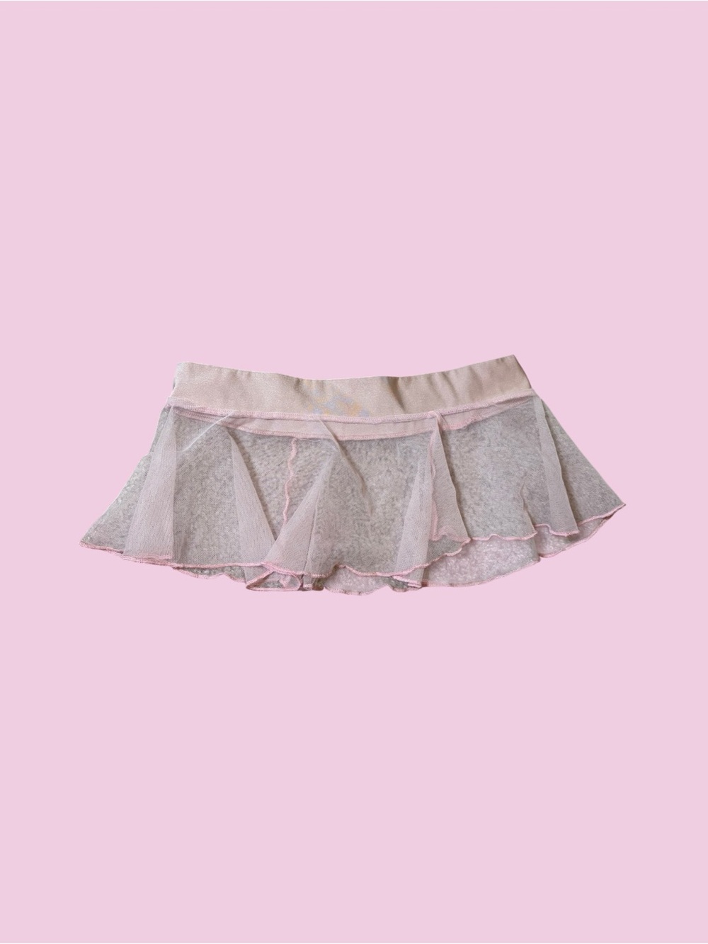 Sheer Pink Ruffle micro Mini Skirt - Picture 3 of 5